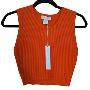 House of Harlow 1960 Orange Knit‎ Crop Top Ribbed Tank Top Womens size Small